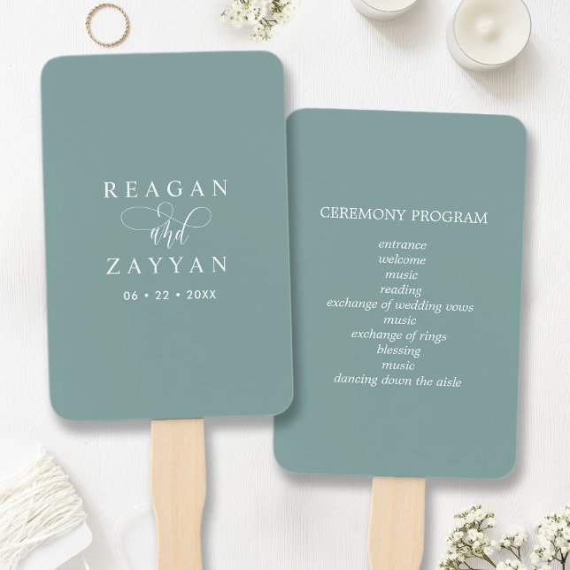 Aquamarines Minimalistisches Hochzeitsprogramm Fächer (Von Creator hochgeladen)