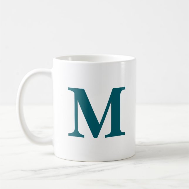Aquamarines Monogramm, Anfängerschreiben Kaffeetasse (Links)