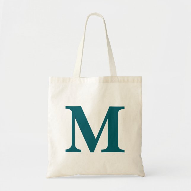 Aquamarines Monogramm, Anfängerschreiben Tragetasche (Vorne)