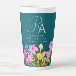 Aquamarines Monogramm für den Blumengarten Milchtasse