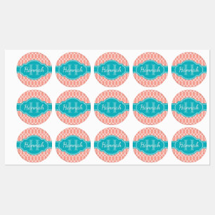 Aquamarines Monogramm in rosa weißem, elegantem Gi Etiketten