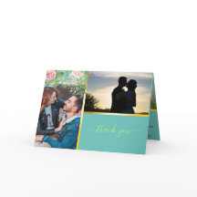 Aquamarines Monogramm 💍 Modern Danke Foto Card