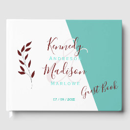Aquamarines Monogramm 💍 Moderne Geometrische Eleg Gästebuch