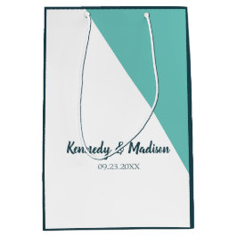 Aquamarines Monogramm 💍 Moderne Geometrische Eleg Mittlere Geschenktüte