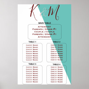 Aquamarines Monogramm 💍 moderne geometrische Sitz Poster