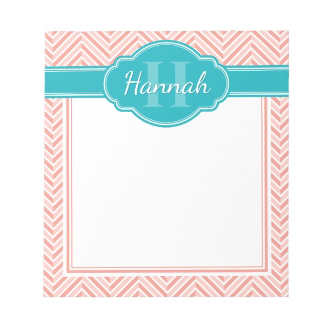 Aquamarines Monogramm Notizblock (Vorderseite)