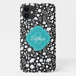Aquamarines Monogramm Quatrefolienmuster Case-Mate iPhone Hülle