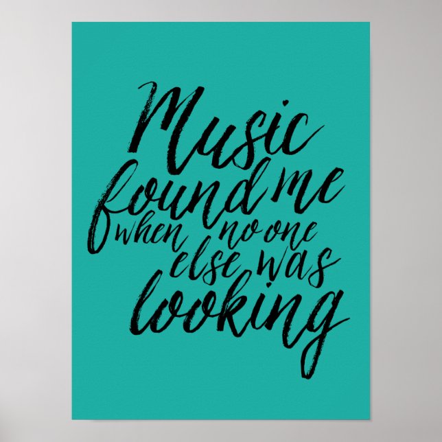 Aquamarines Musikangebot Hand Briefe Kalligrafisch Poster (Vorne)