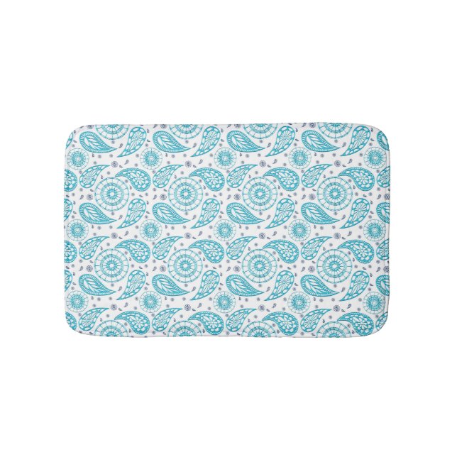 aquamarines Muster abstrakten Paisley-Gekritzels Badematte (Vorderseite)