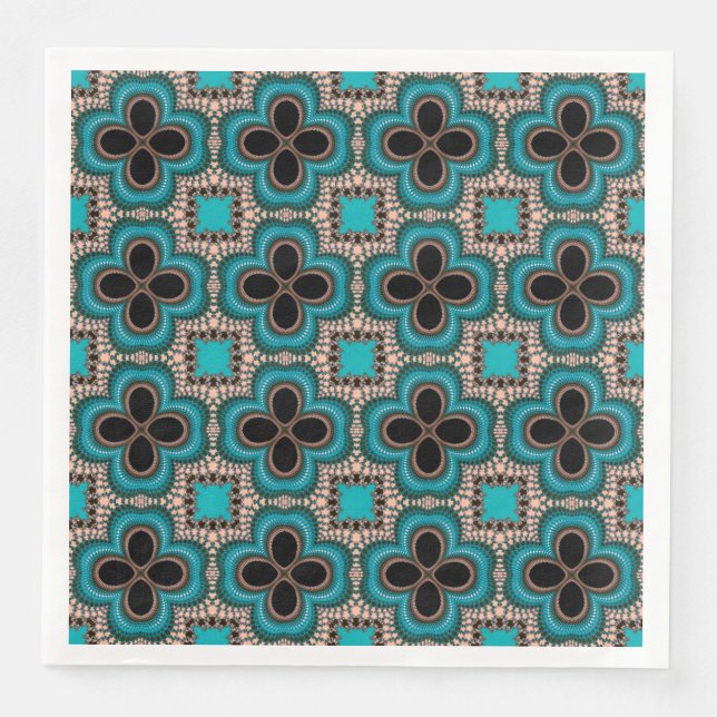 Aquamarines Muster der marokkanischen Geometrie Serviette (Vorderseite)