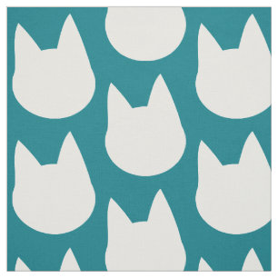 Aquamarines Muster der weißen Katze Stoff