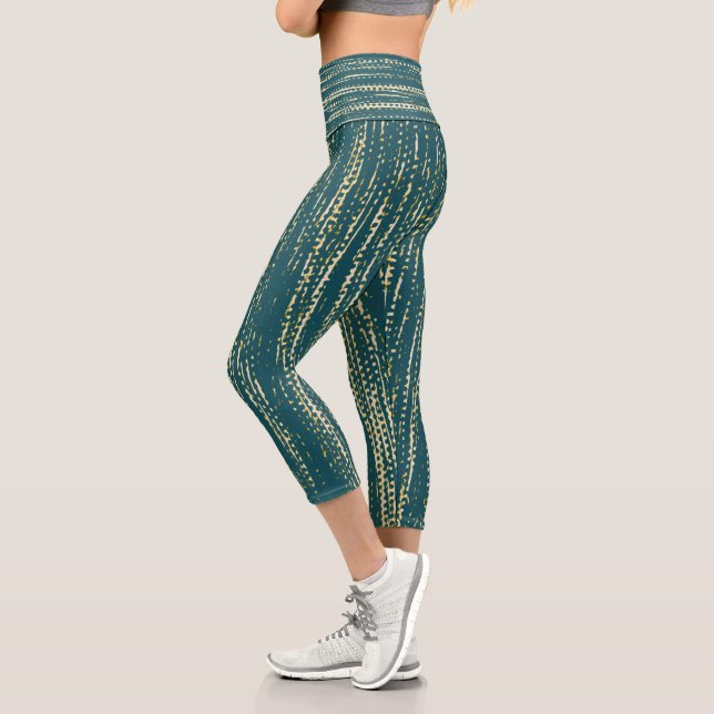 Aquamarines Muster mit abgeschrägtem, Abstraktem L Capri Leggings (Links)