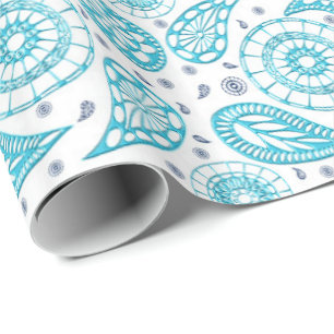 Aquamarines Muster Paisleys Geschenkpapier
