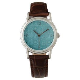 Aquamarines Muster (von William Morris) Armbanduhr