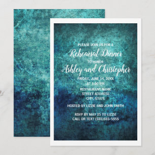 Aquamarines Navy Blue Watercolor Hochzeitsessen Pr Einladung