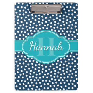 Aquamarines Navy White Dottern Muster Klemmbrett