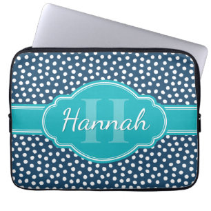 Aquamarines Navy White Dottern Muster Laptopschutzhülle