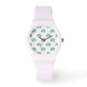Aquamarines niedliches Elefant-Muster Armbanduhr