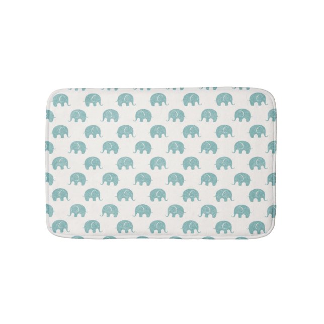 Aquamarines niedliches Elefant-Muster Badematte (Vorderseite)