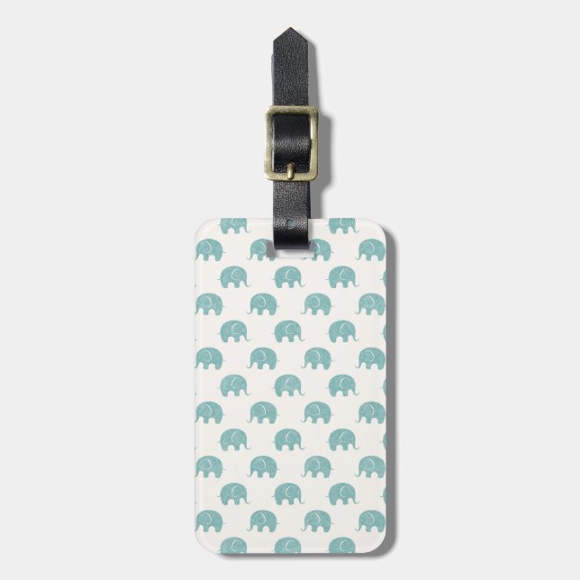 Aquamarines niedliches Elefant-Muster Gepäckanhänger (Vorderseite vertikal)