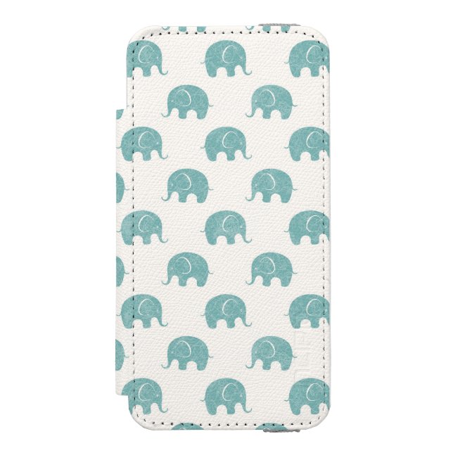 Aquamarines niedliches Elefant-Muster Incipio iPhone Geldbeutel-Hülle (Folio Vorderseite)