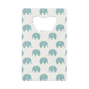 Aquamarines niedliches Elefant-Muster Kreditkartenflaschenöffner