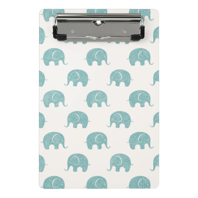 Aquamarines niedliches Elefant-Muster Mini Klemmbrett (Vorderseite)
