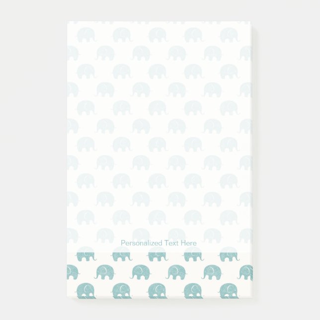 Aquamarines niedliches Elefant-Muster Post-it Klebezettel (Vorderseite)