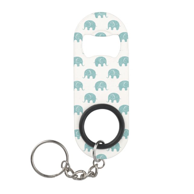 Aquamarines niedliches Elefant-Muster Schlüsselbund Flaschenöffner (Vorderseite)