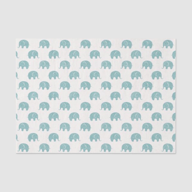 Aquamarines niedliches Elefant-Muster Seidenpapier (Vorderseite)