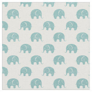 Aquamarines niedliches Elefant-Muster Stoff