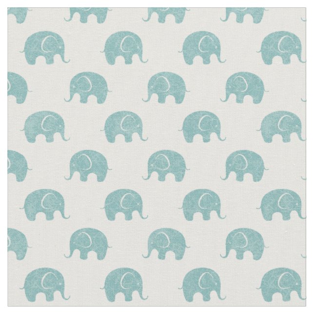 Aquamarines niedliches Elefant-Muster Stoff (Nahaufnahme)