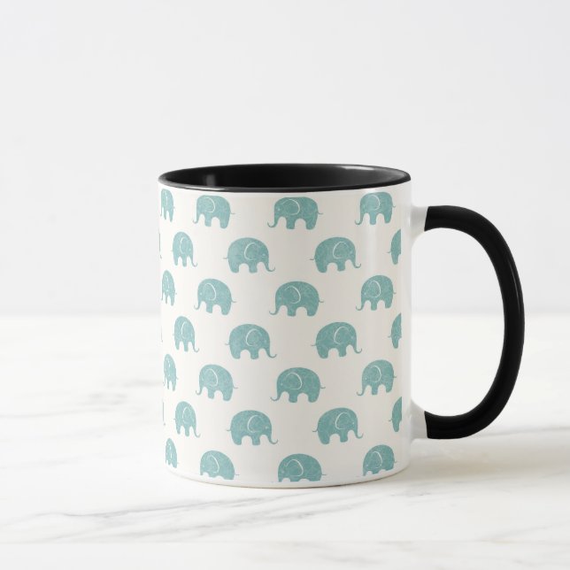 Aquamarines niedliches Elefant-Muster Tasse (Rechts)