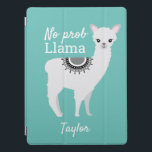 Aquamarines Niedliches NO Prob Llama mit Namen iPad Pro Hülle<br><div class="desc">Aquamariner Niedlicher NO Prob Llama mit Name iPad Pro Cover Schützen Sie Ihr iPad Pro im Stil mit unserem Aquamarinen Niedlichen NO Prob Llama mit Name iPad Pro Cover. Dieses bezaubernde und humorvolle Cover zeichnet sich durch eine lustige Lama-Illustration und das spielerische Zitat "NO prob Llama"-Set vor einem lebendigen aquamarinen...</div>
