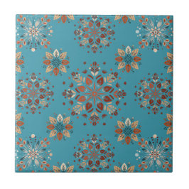 Aquamarines nordisches Schneeflockenmuster Fliese