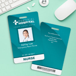 Aquamarines Nurse-ID-Abzeichen mit Foto und Strich Ausweis