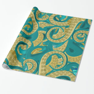 Aquamarines Oktopus-Umschlagpapier Geschenkpapier