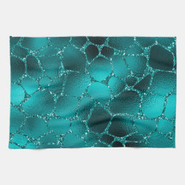 Aquamarines Ombre Glam Glitzer Giraffe Spots Muste Geschirrtuch