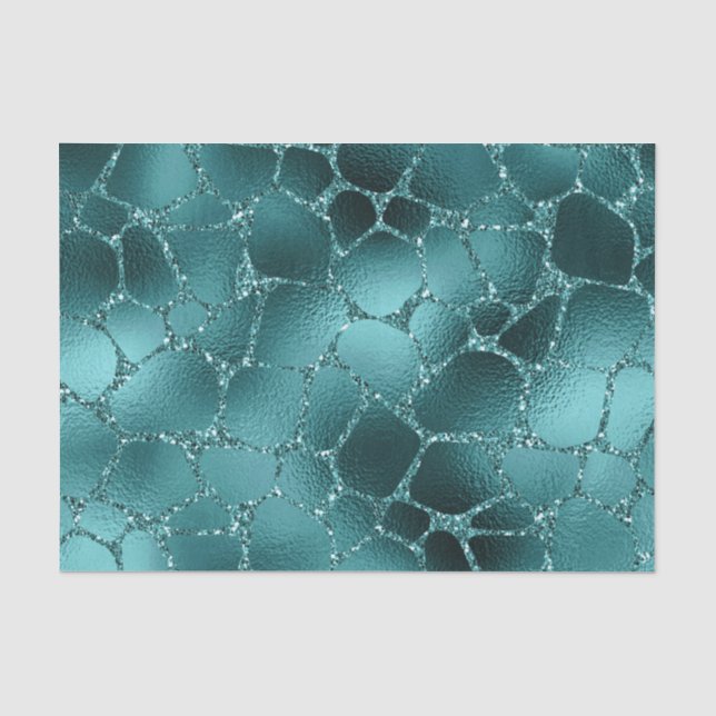 Aquamarines Ombre Glam Glitzer Giraffe Spots Muste Seidenpapier (Vorderseite)