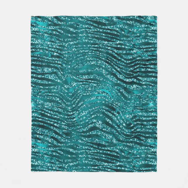 Aquamarines Ombre Glam Glitzer Tiger Streifen Must Fleecedecke (Vorderseite)