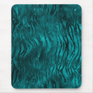 Aquamarines Ombre Glam Glitzer Tiger Streifen Must Mousepad