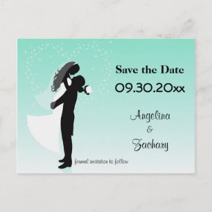 Aquamarines Ombre Save the Date, das Postkarte