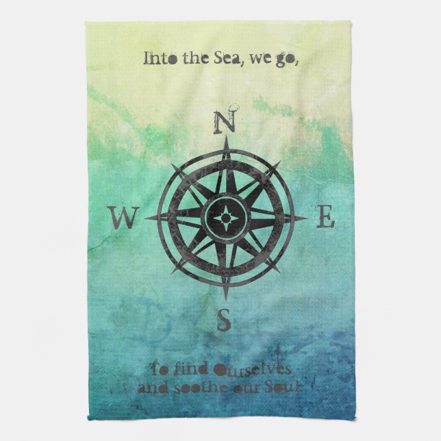 Aquamarines Ombre Sea Nautic Geschirrtuch (Vertikal)