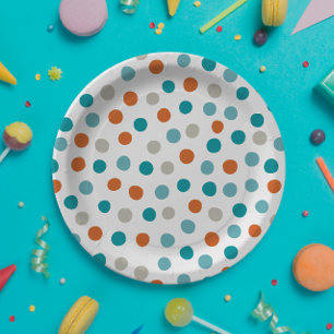 Aquamarines Orange Polka Dotpapier Pappteller
