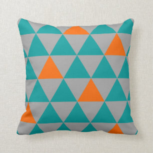Aquamarines orange und graues Dreieckthrow-Kissen Kissen