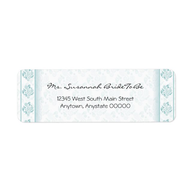 Aquamarines Paisley Damask-Adressetikett (Vorne)