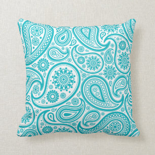 Aquamarines Paisleyblumenmuster-Kissen Kissen