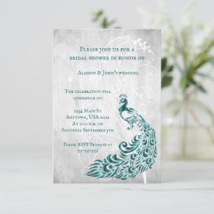 Aquamarines Peacock Leaf Brautparty einladen Einladung