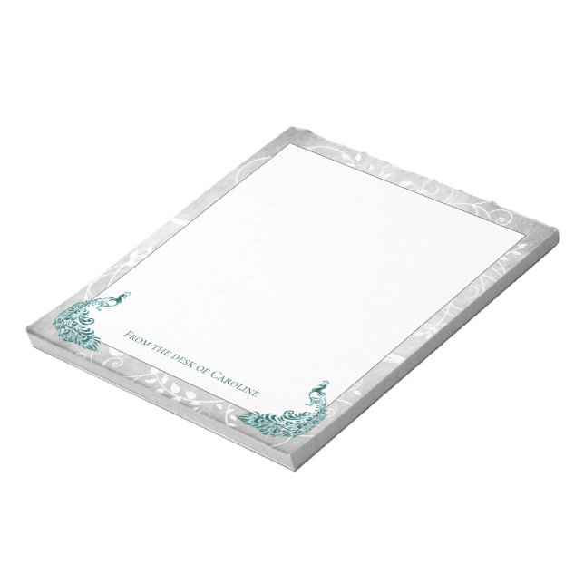 Aquamarines Peacocks Notepad Notizblock (Rotiert)