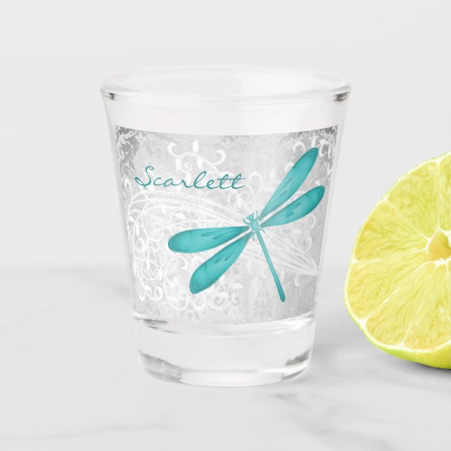 Aquamarines Personalisiertes Drehglas Schnapsglas (Vorderseite)